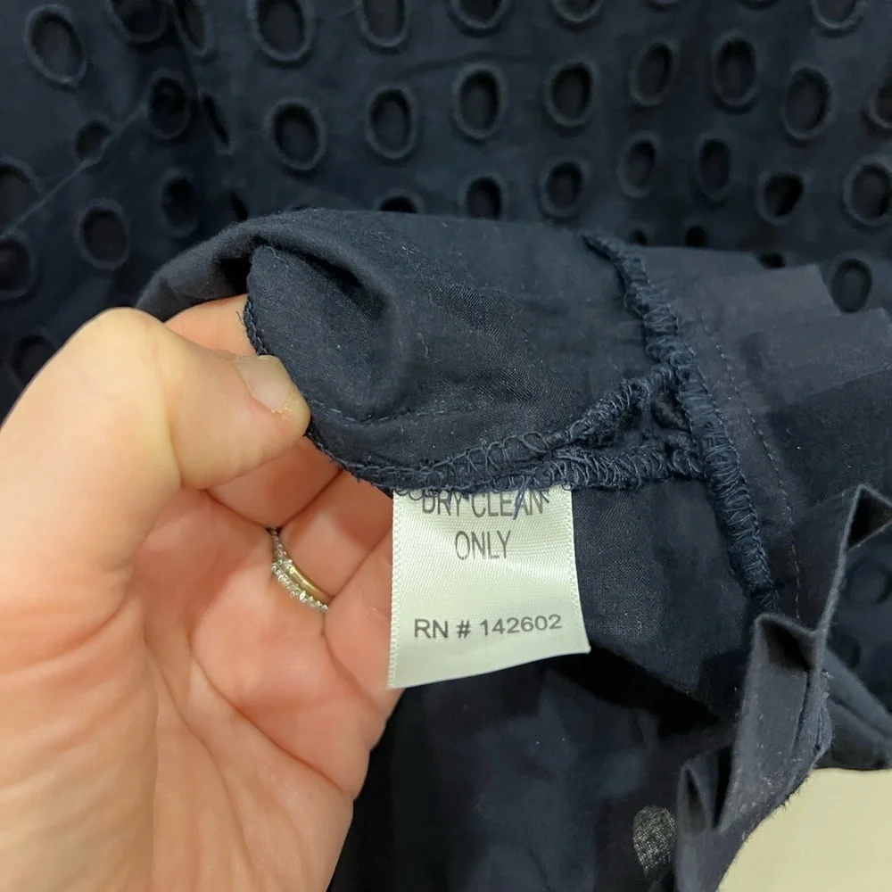Sail to Sable Eyelet Ruffle Dress Navy Blue Womens Size 0 - Picture 7 of 7